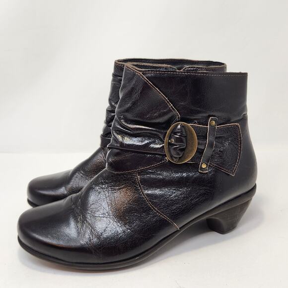 Naot Women Dark Brown Leather Ankle Boot Booties Size 38 US 7 Low Heel Comfort - Picture 5 of 9